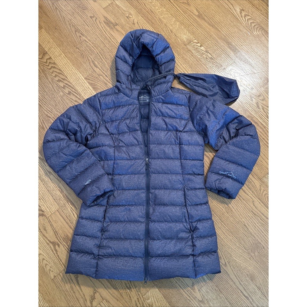 Eddie Bauer EB650 Down Parka Puffer Jacket Womens M Blue Lightweight Packable